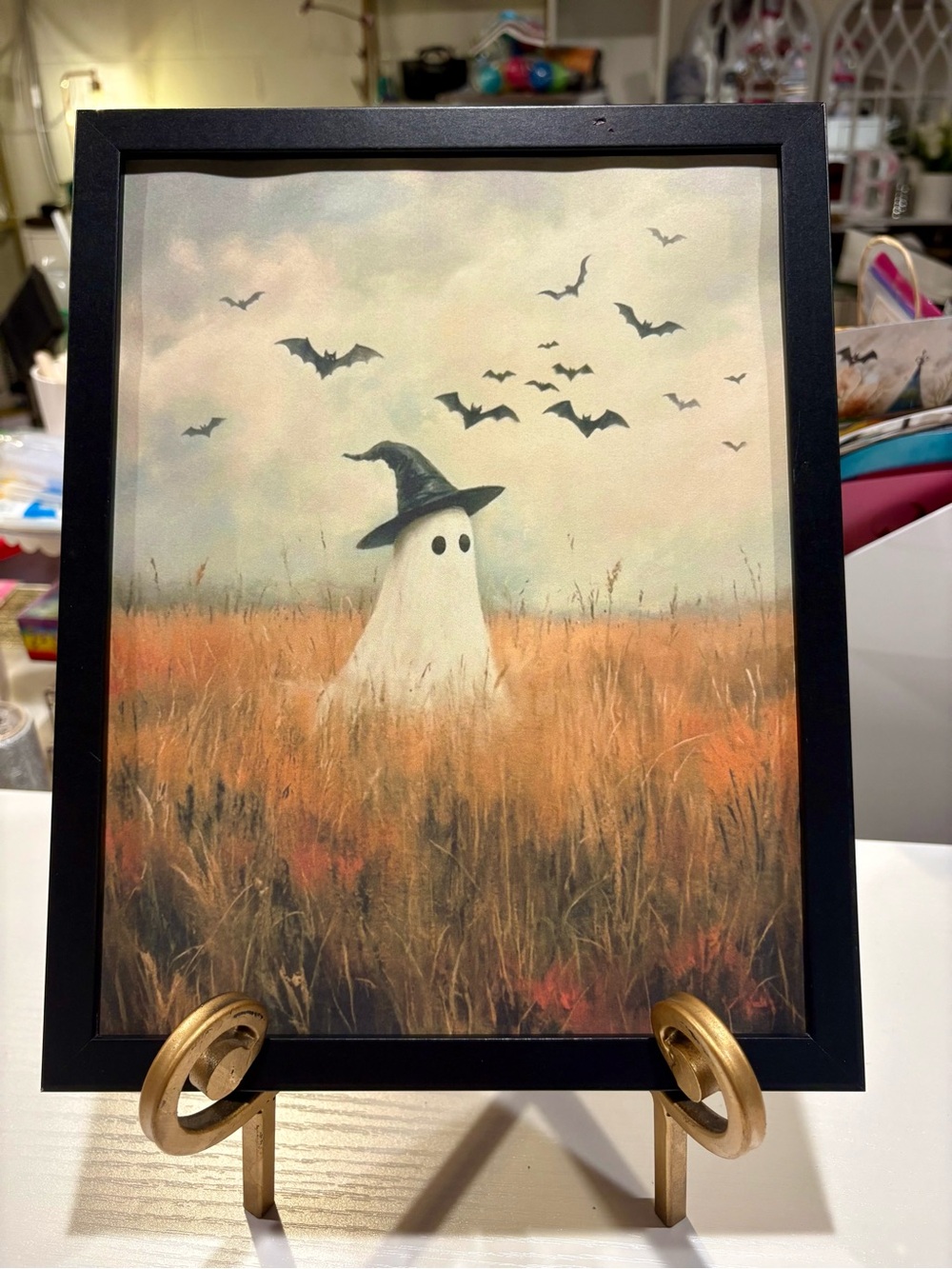 Framed Halloween Ghost in Field 8x10 Art Print